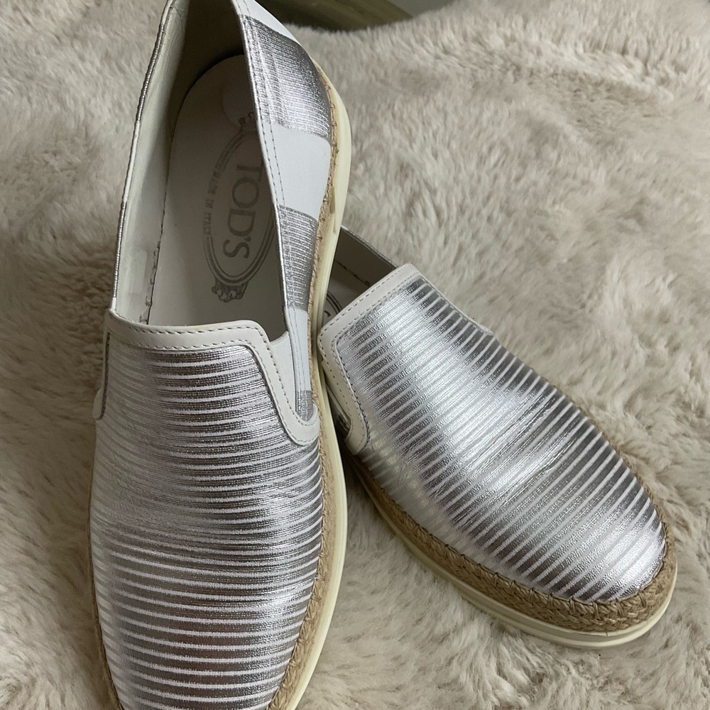 Authentic Tod’s Leather Raffia Running Shoes Espadrilles 38 1/2